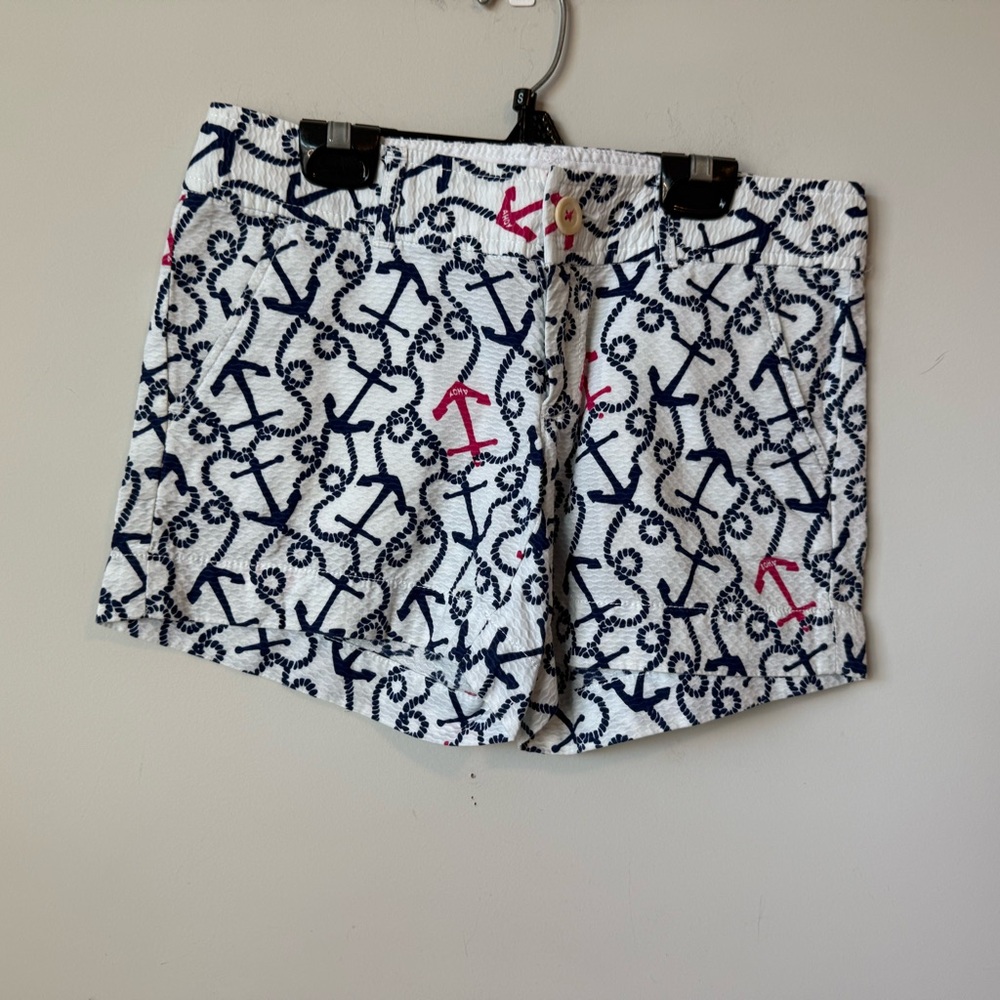 Lilly Pulitzer Callahan shorts white / navy Ahoy there Anchor size 0